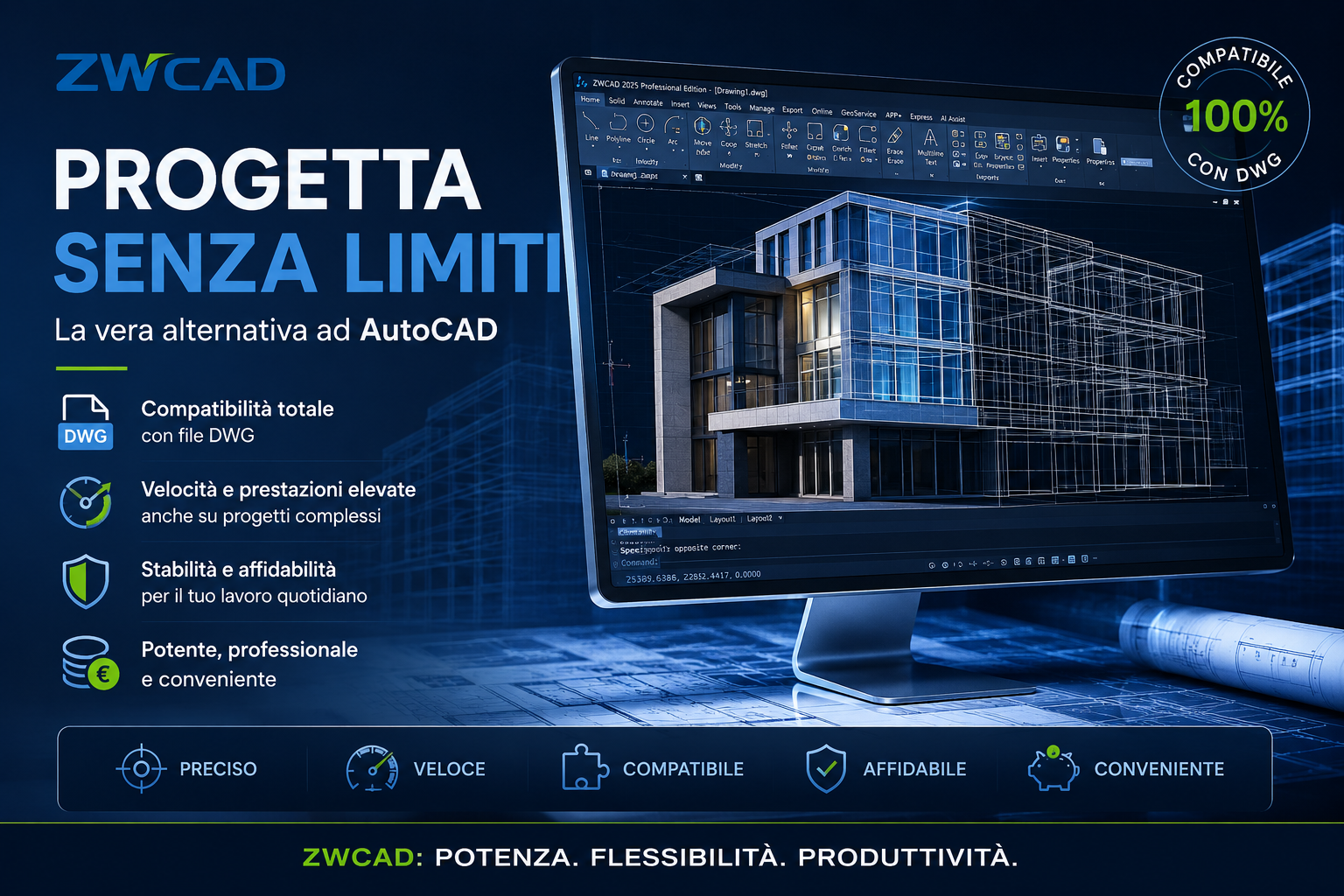 ZWCAD progetta senza limiti compatibile con file DWG