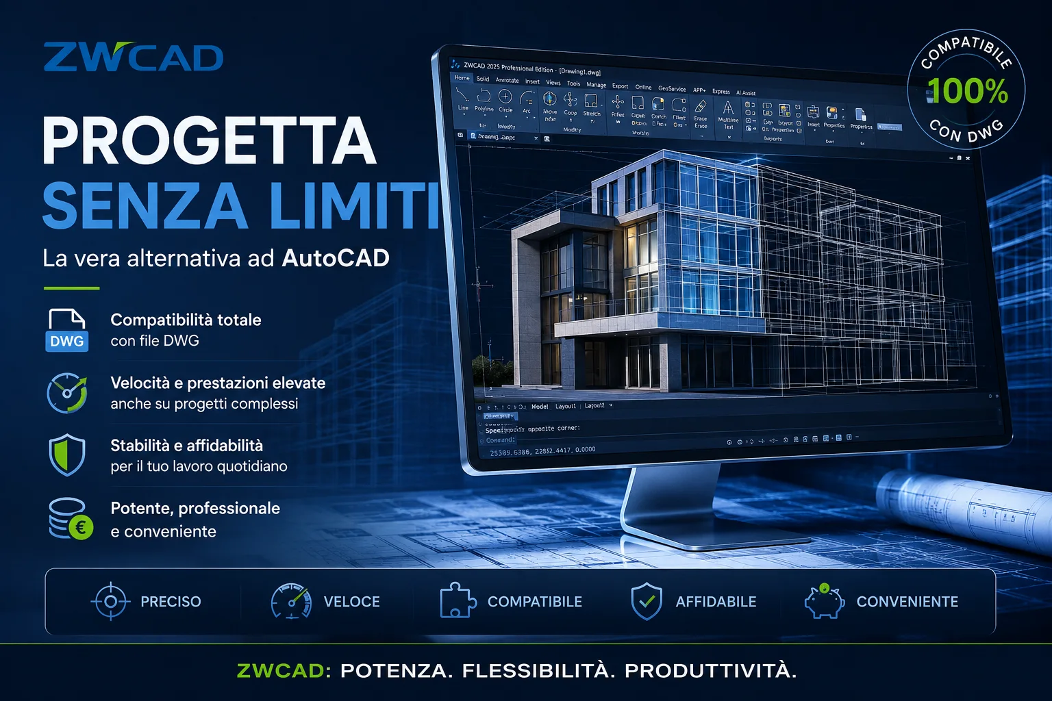 ZWCAD design without limits, compatible with DWG files
